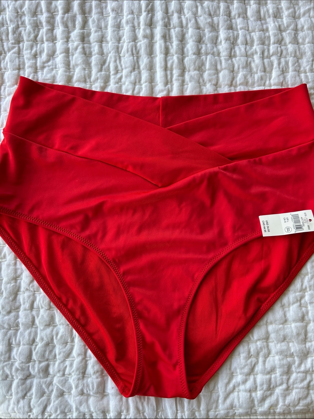 NWT Aerie Red Crossover High-Waist Bikini Bottoms